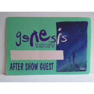 Genesis We Can't Dance World Tour Backstage Pass 1992 Pop Rock Music Vintage